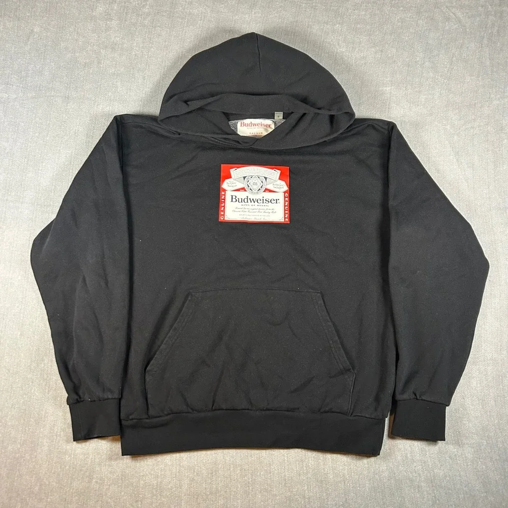 PacSun Budweiser King of Beers Graphic Hoodie Black Mens Size Medium Sweatshirt
